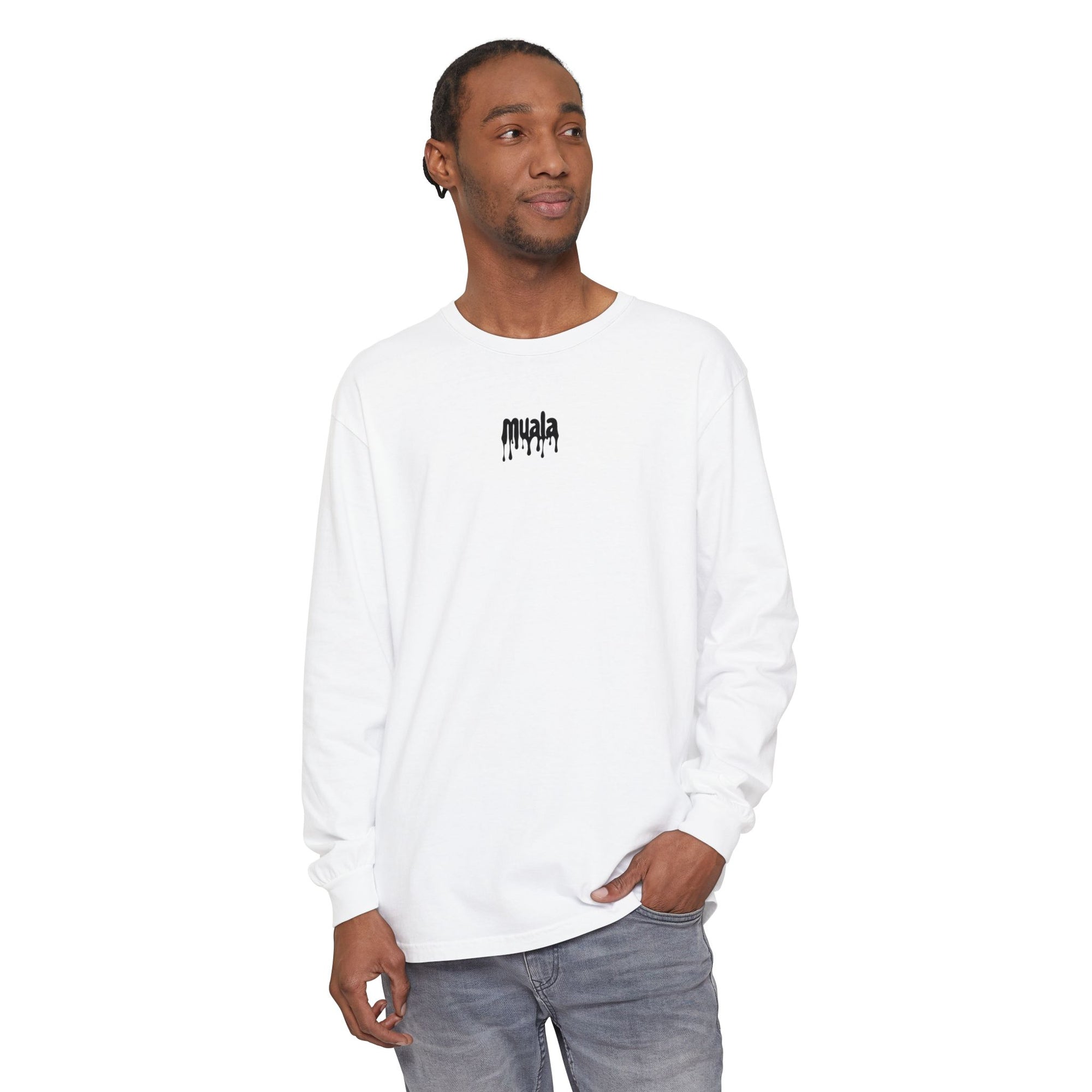 muala® "drippy logo" long sleeve tee 100% ring-spun cotton