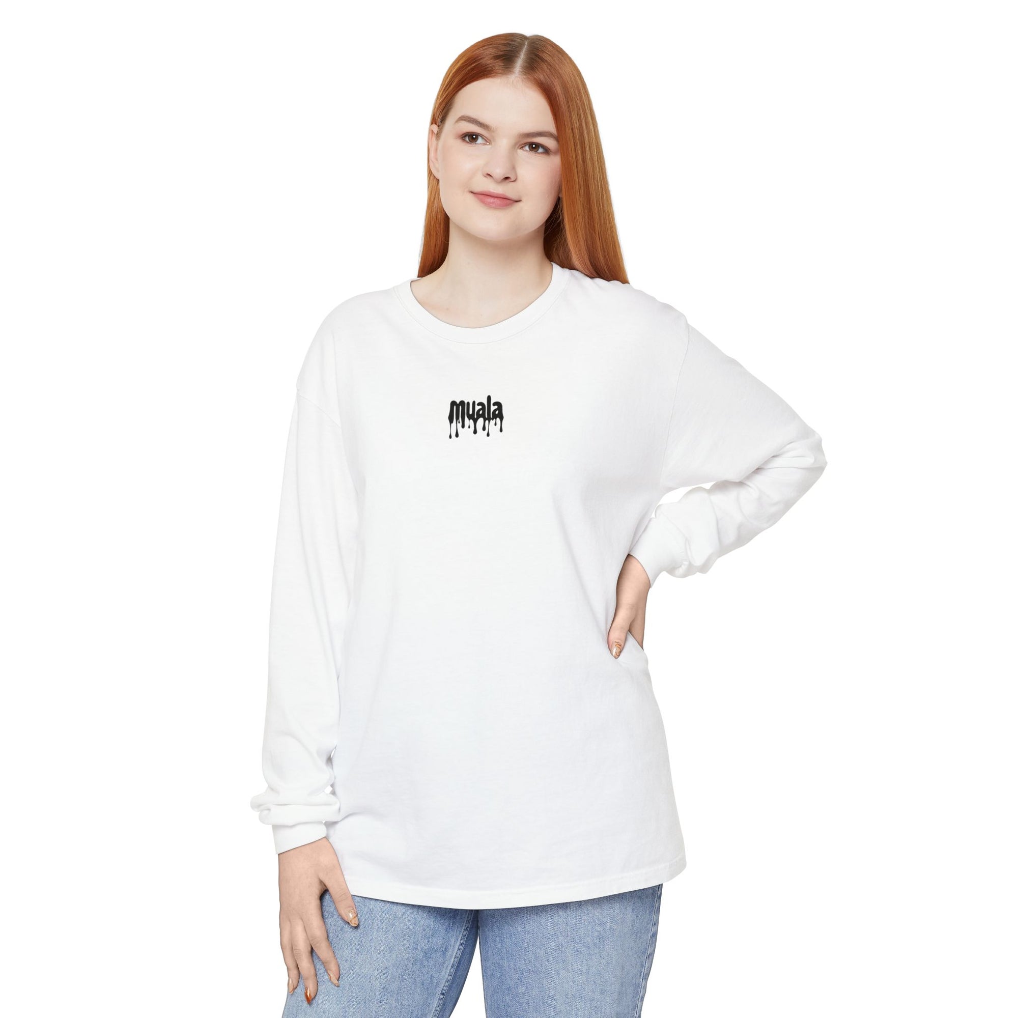 muala® "drippy logo" long sleeve tee 100% ring-spun cotton