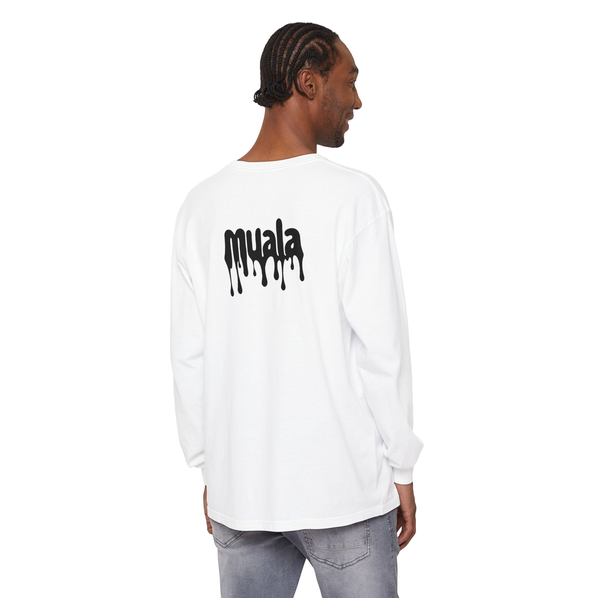 muala® "drippy logo" long sleeve tee 100% ring-spun cotton