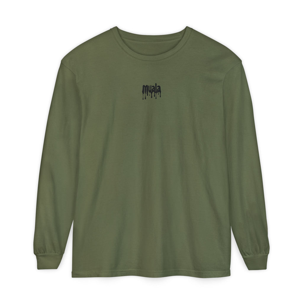 muala® "drippy logo" long sleeve tee 100% ring-spun cotton