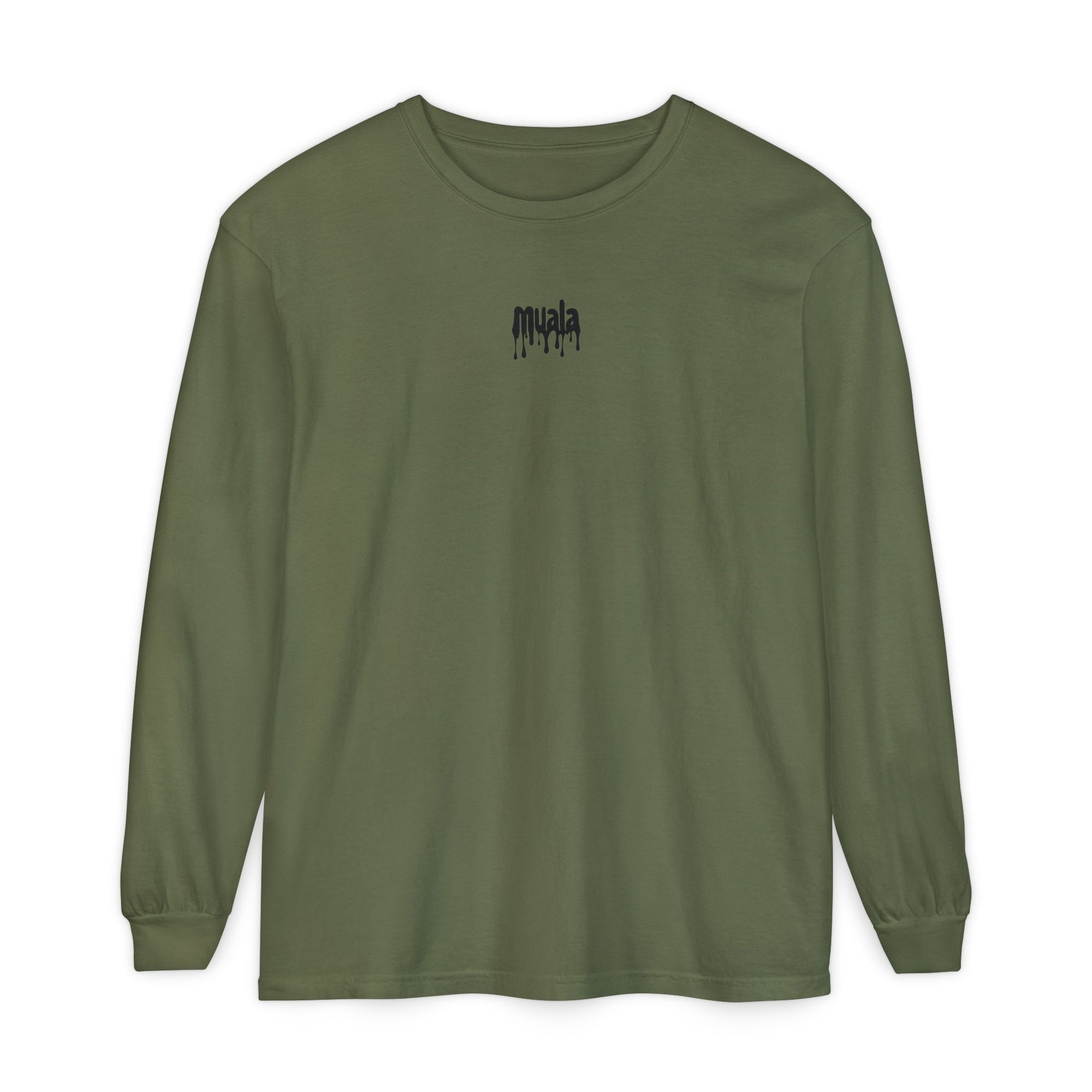 muala® "drippy logo" long sleeve tee 100% ring-spun cotton