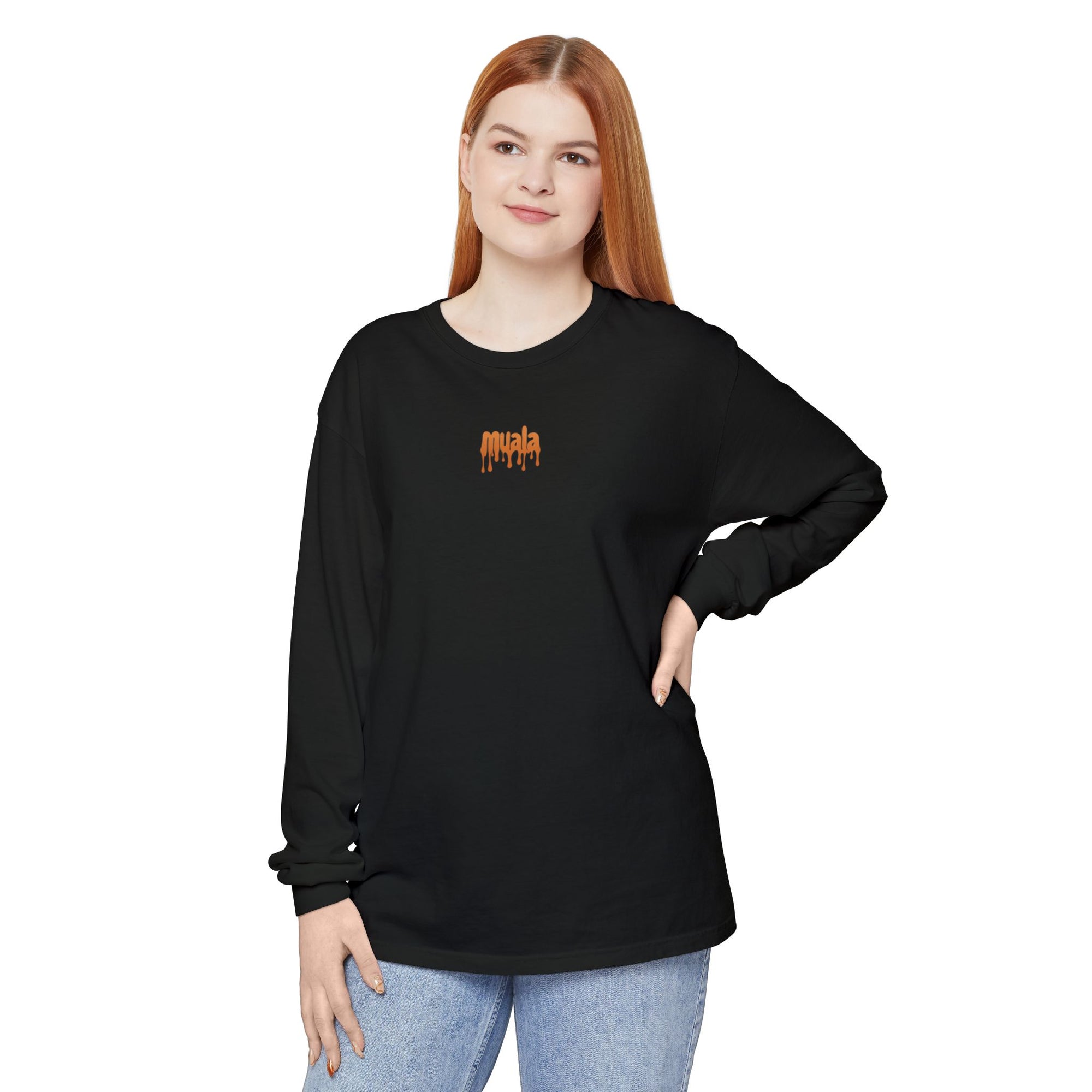 muala® "drippy logo" long sleeve tee 100% ring-spun cotton