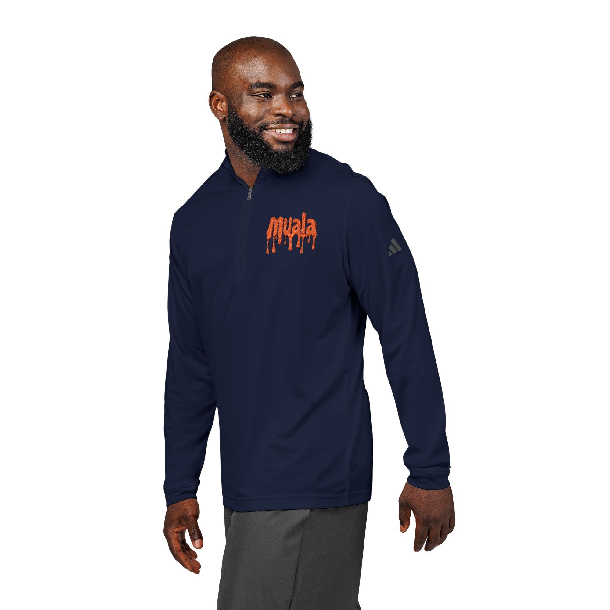 muala® x adidas® collaboration "cheese performance" quarter-zip recycled +UPF 50+ pullover