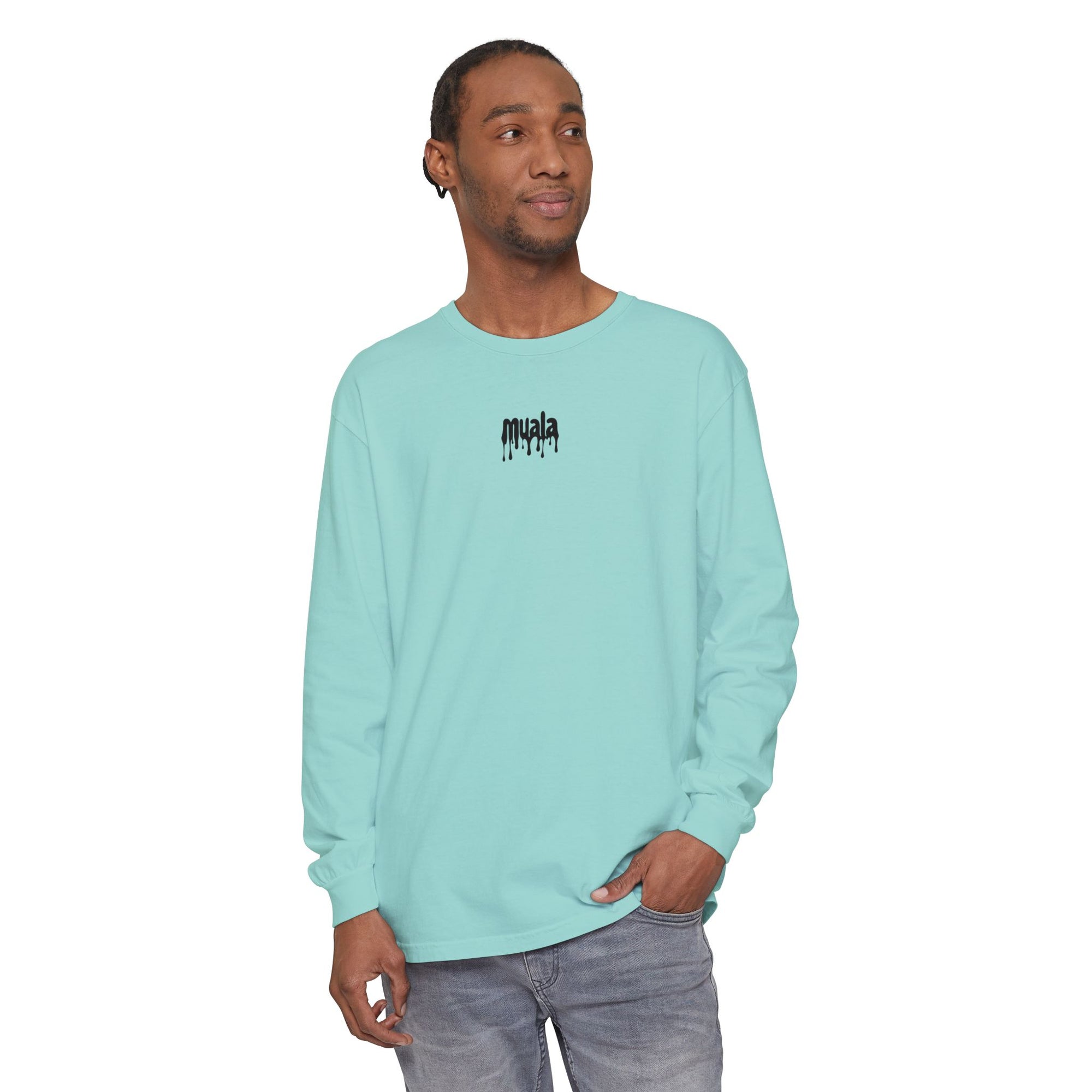 muala® "drippy logo" long sleeve tee 100% ring-spun cotton