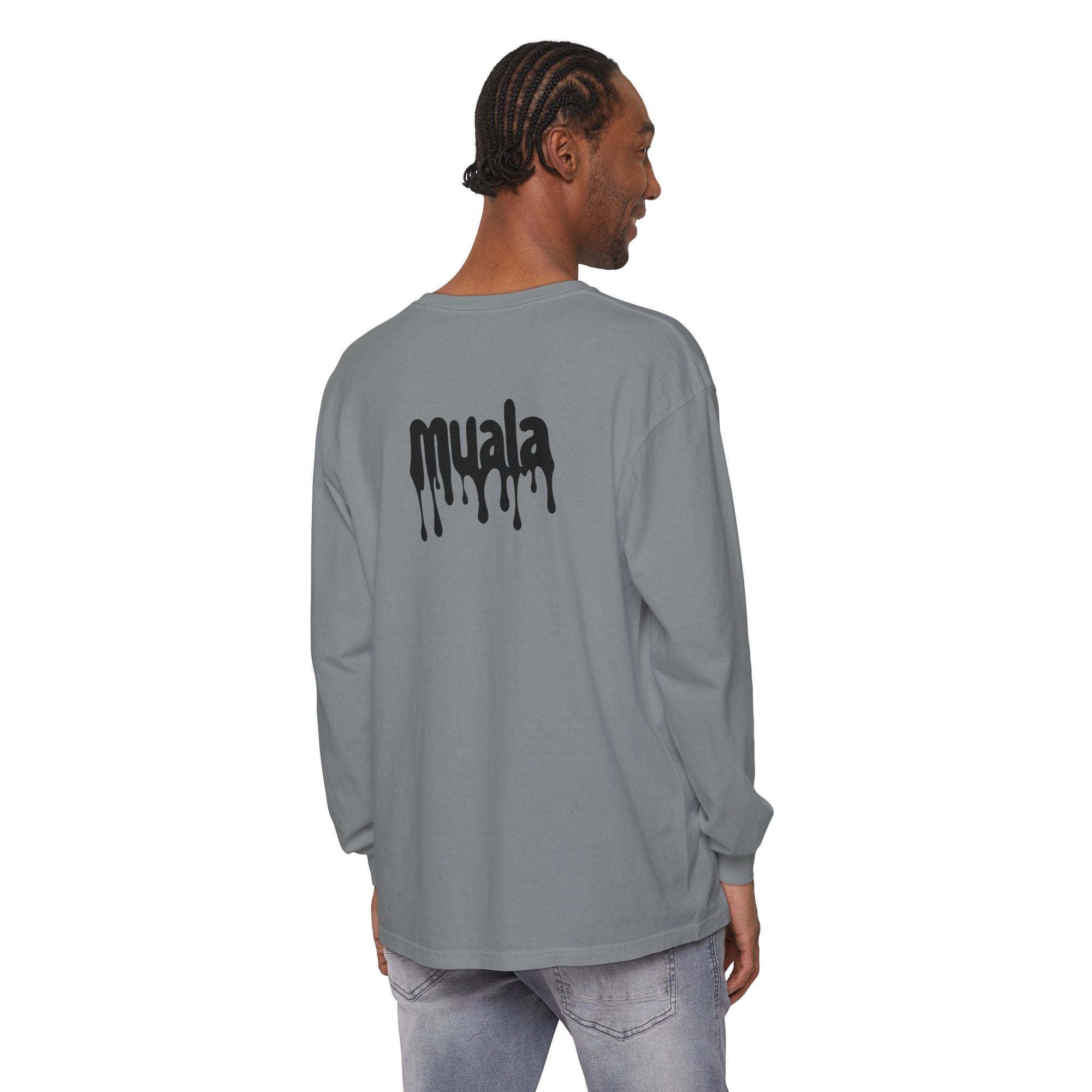 muala® "drippy logo" long sleeve tee 100% ring-spun cotton
