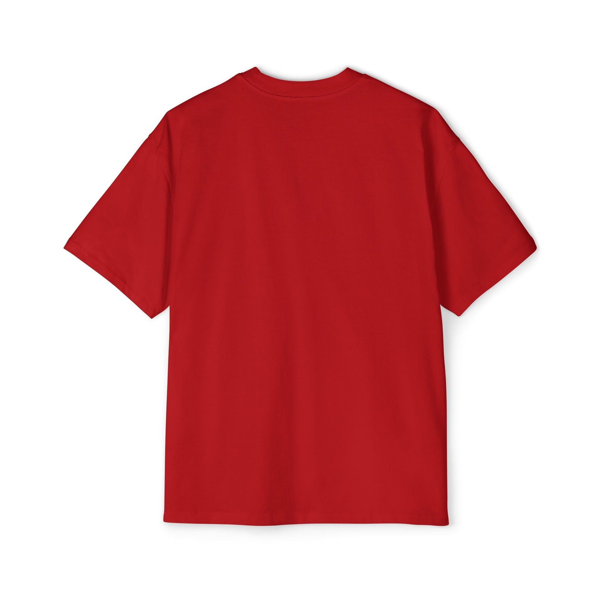 Red men's oversized heavy cotton t-shirt with dropped shoulder design by muala® "drippy fat" collection