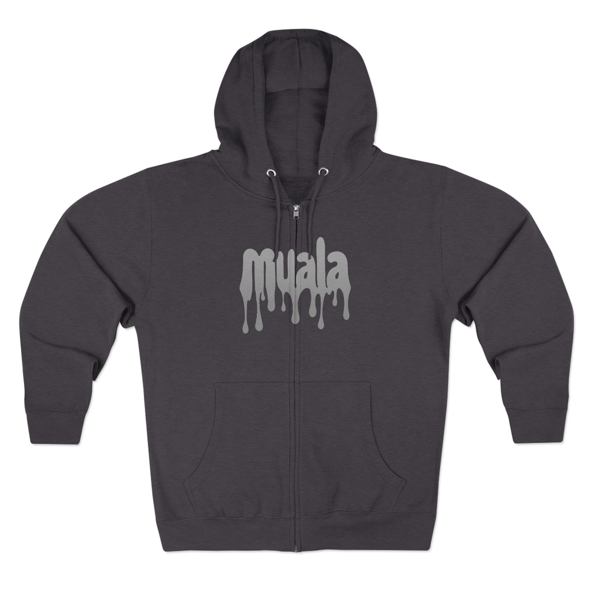 muala® "drippy grey double cheese" zip hoodie