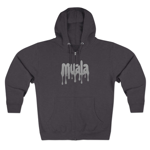muala® "drippy grey double cheese" zip hoodie