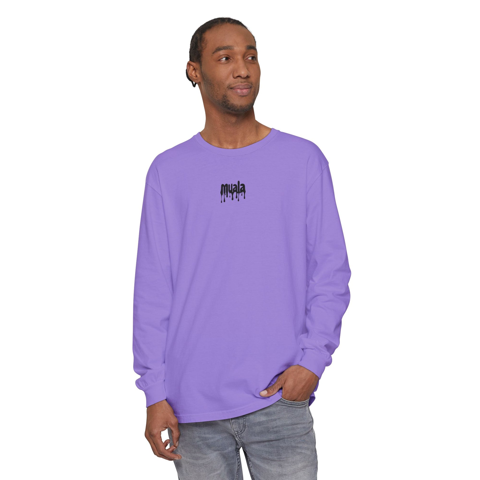 muala® "drippy logo" long sleeve tee 100% ring-spun cotton