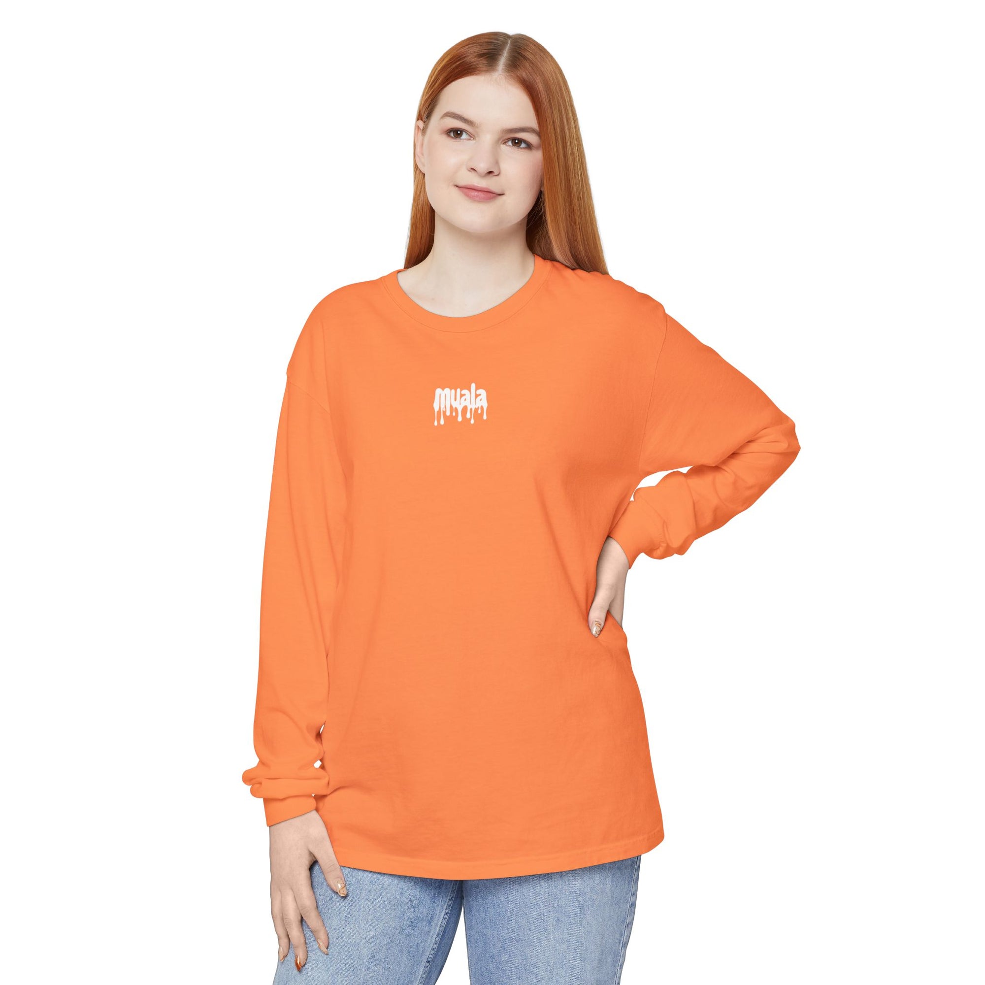 muala® "drippy logo" long sleeve tee 100% ring-spun cotton