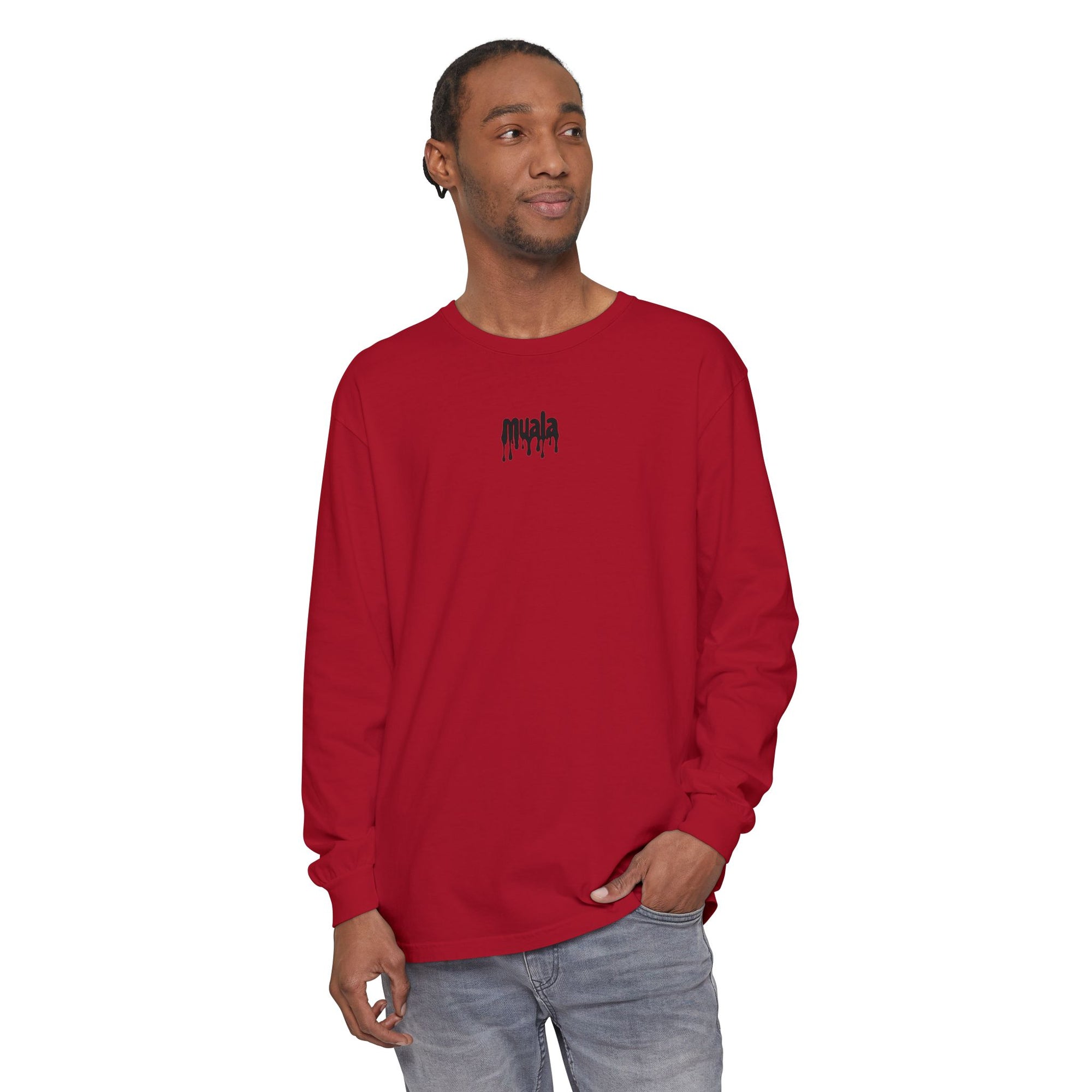 muala® "drippy logo" long sleeve tee 100% ring-spun cotton