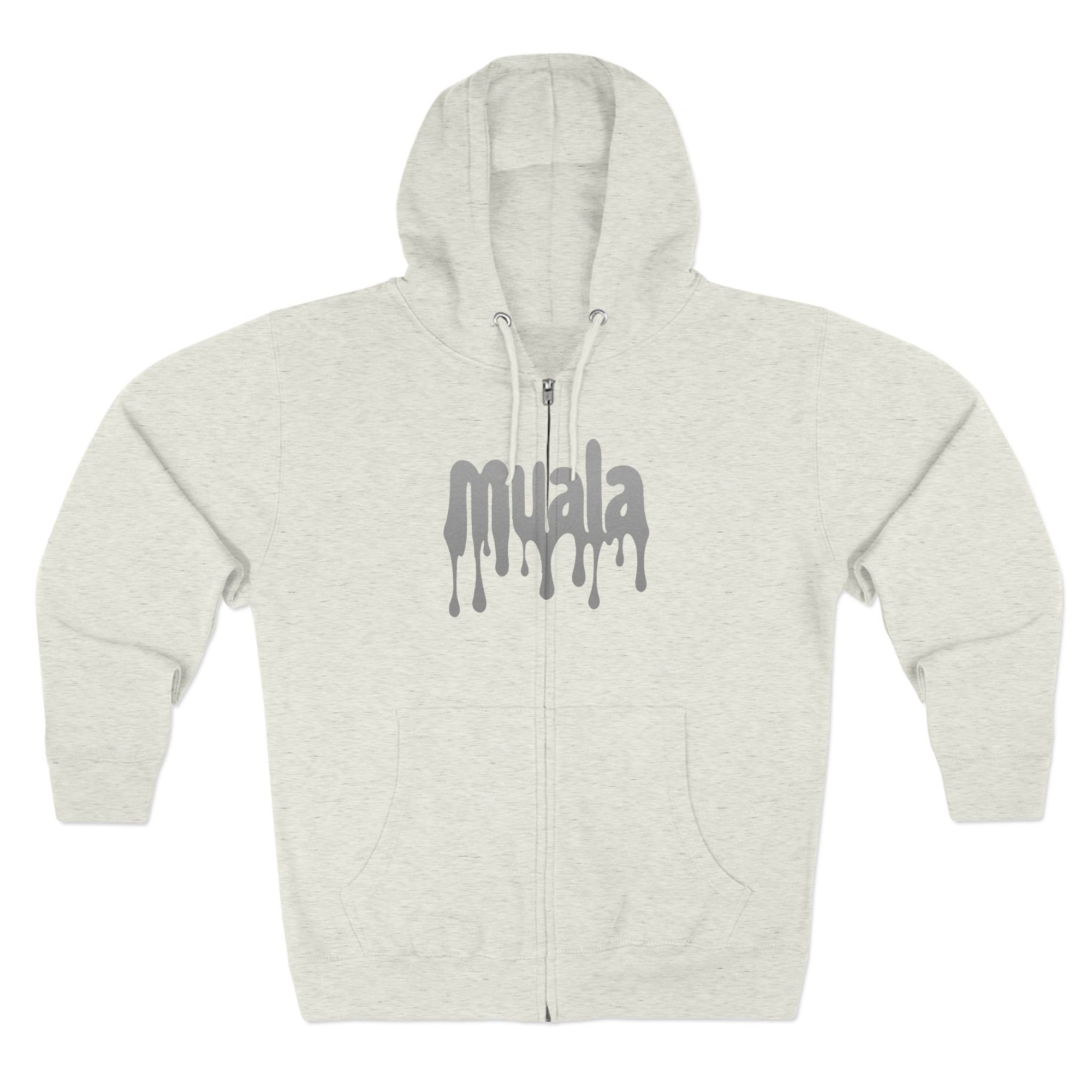 muala® "drippy grey double cheese" zip hoodie