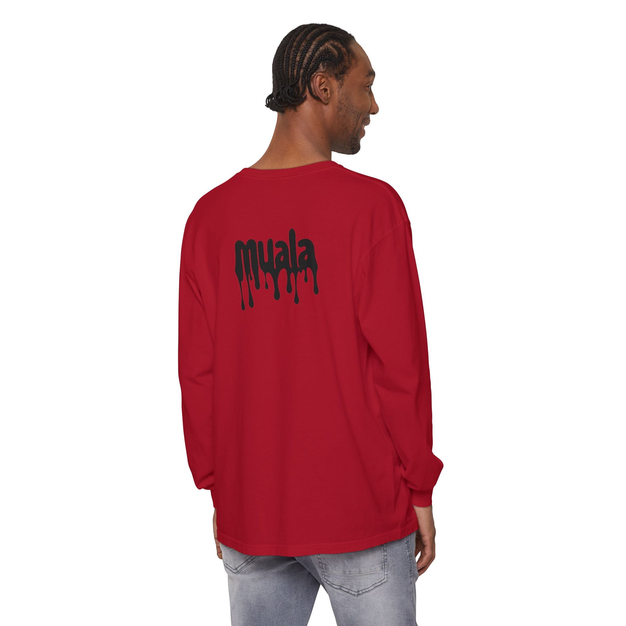 muala® "drippy logo" long sleeve tee 100% ring-spun cotton
