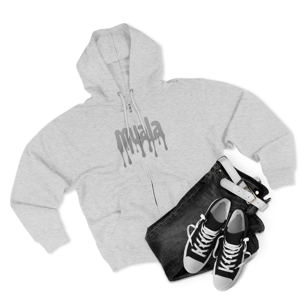 muala® "drippy grey double cheese" zip hoodie
