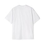 White muala® "drippy fat" heavy oversized men's tee with dropped shoulder design and premium cotton fabric.