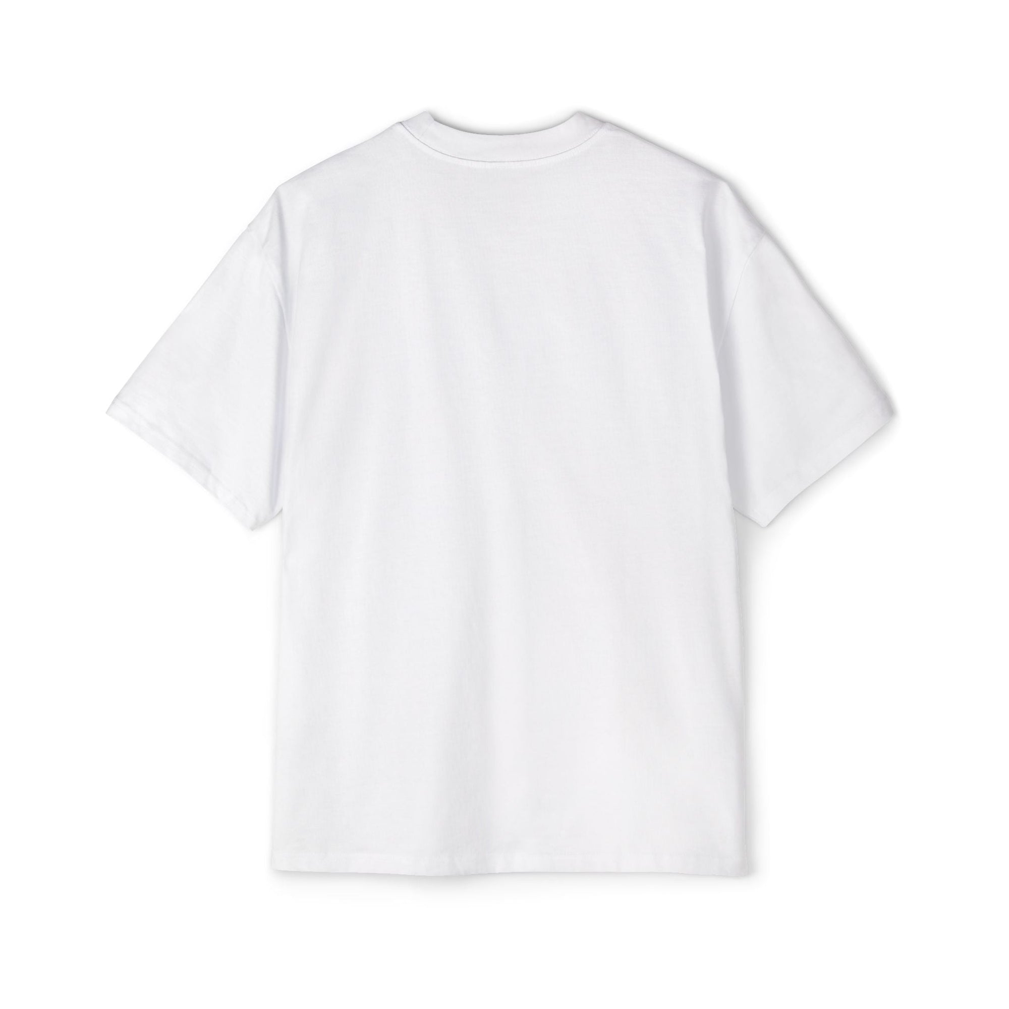 White muala® "drippy fat" heavy oversized men's tee with dropped shoulder design and premium cotton fabric.