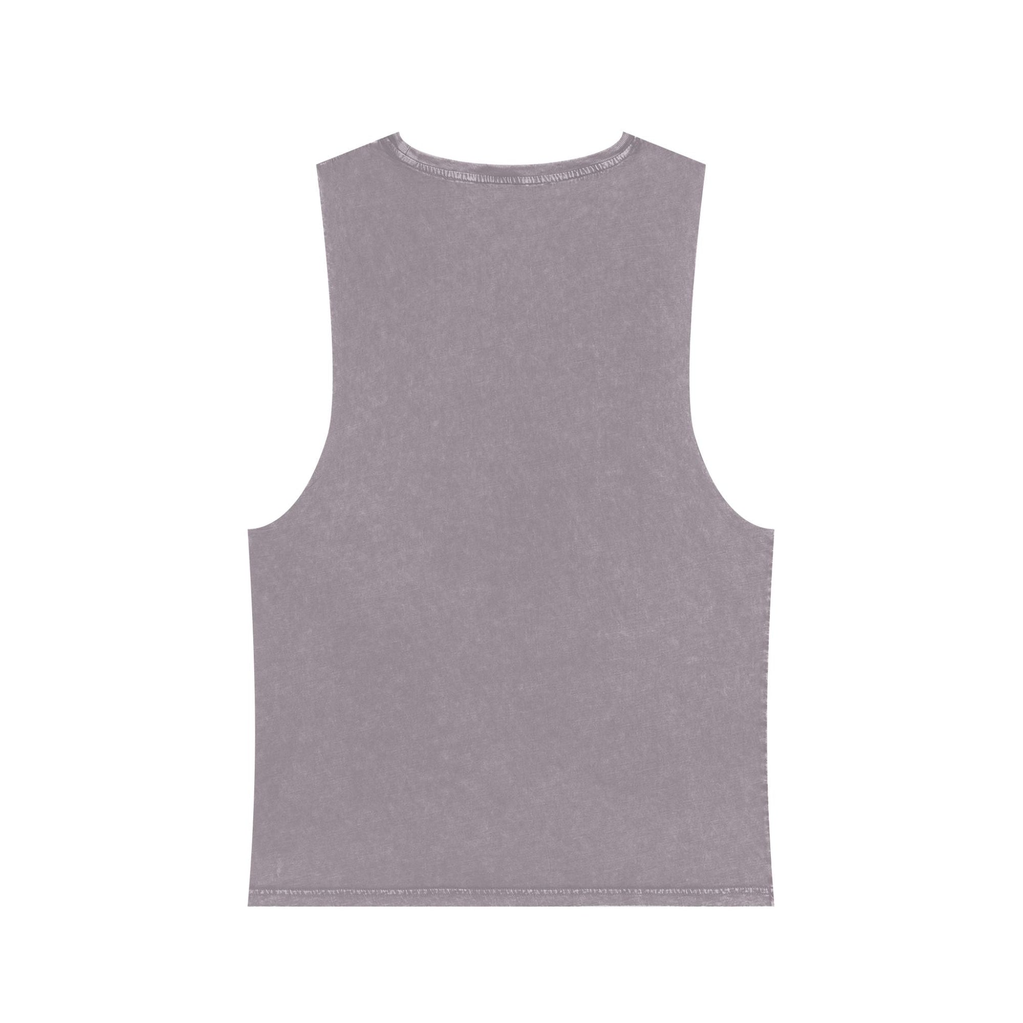Muala® "hot mualan" vintage stonewash cotton tank top with raw edge sleeves and ribbed collar, unisex summer fit