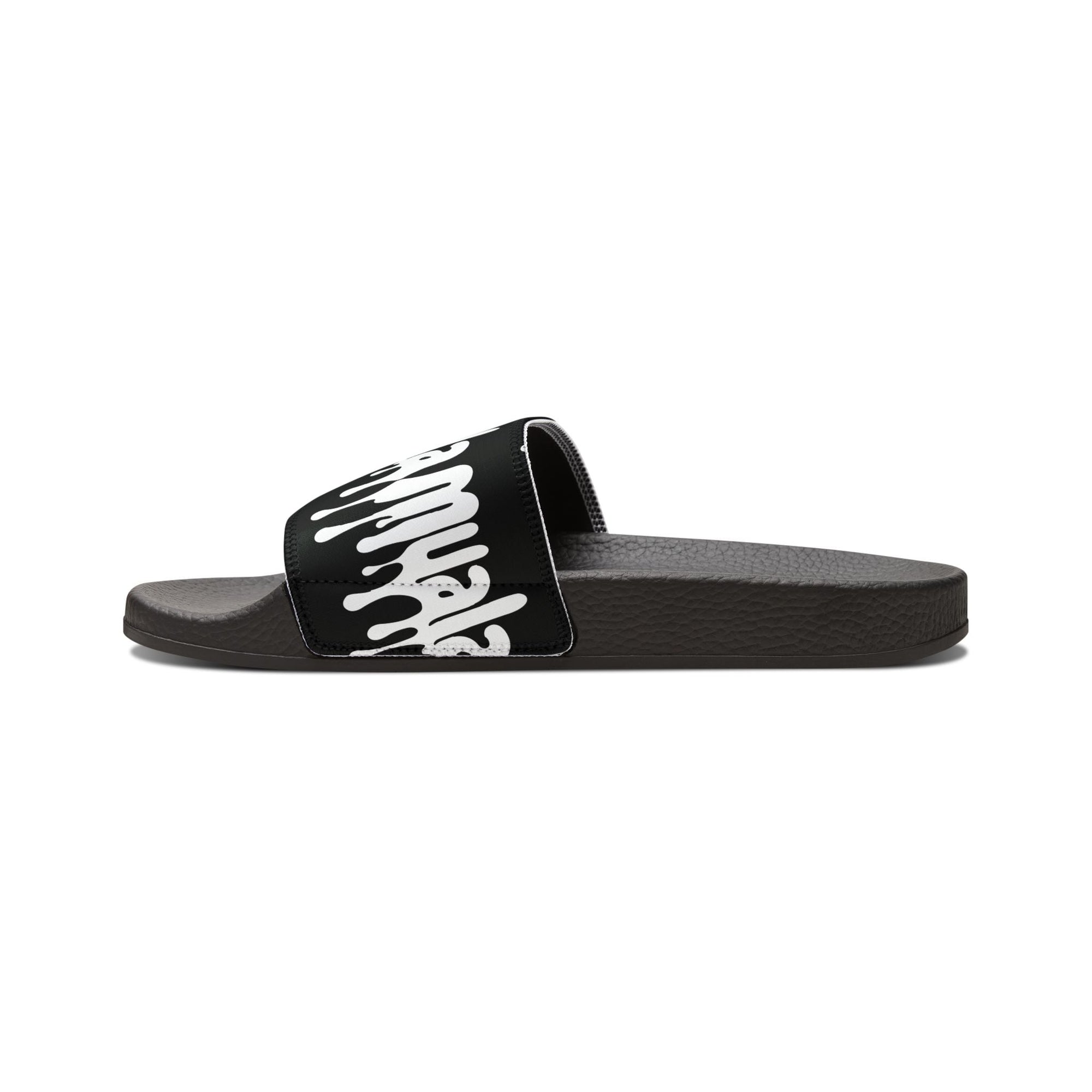 Muala® flip fat flop men's black slide sandal with white logo strap and ergonomic cushioned sole