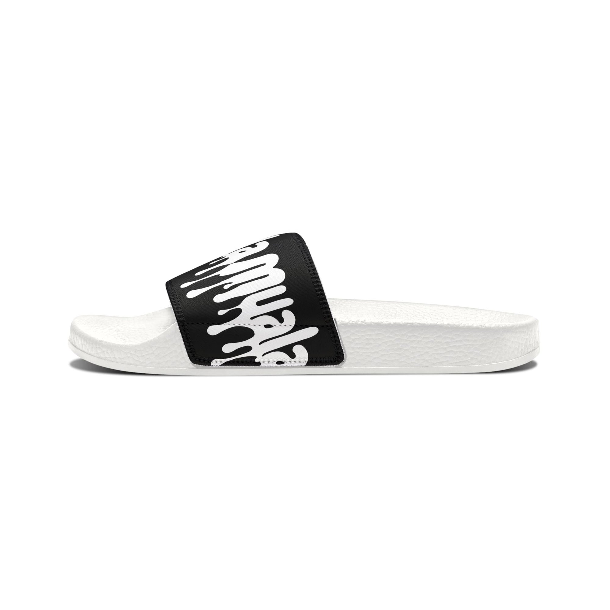 Muala® flip fat flop men's sandals with black adjustable strap and white cushioned PU foam sole for comfort and durability