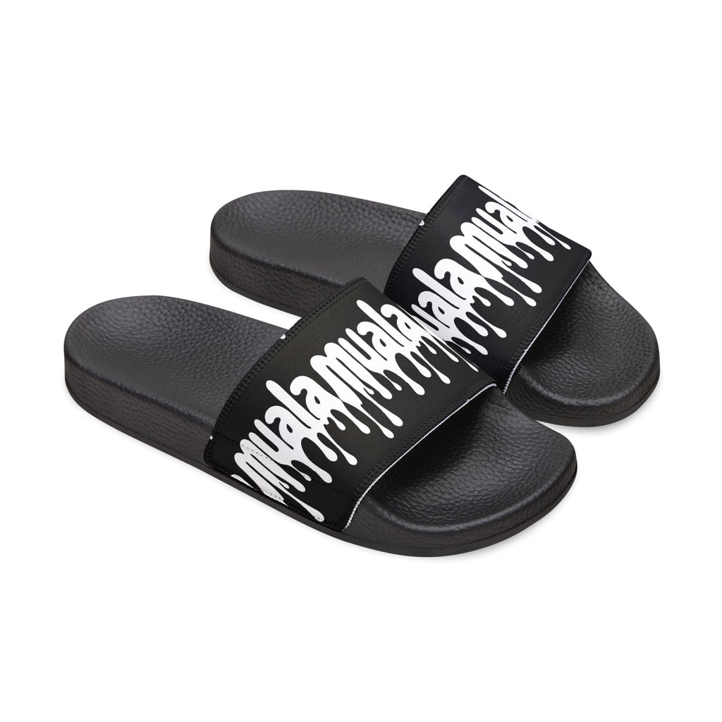 Black Muala® flip fat flop men's sandals with white logo strap and cushioned ergonomic footbed