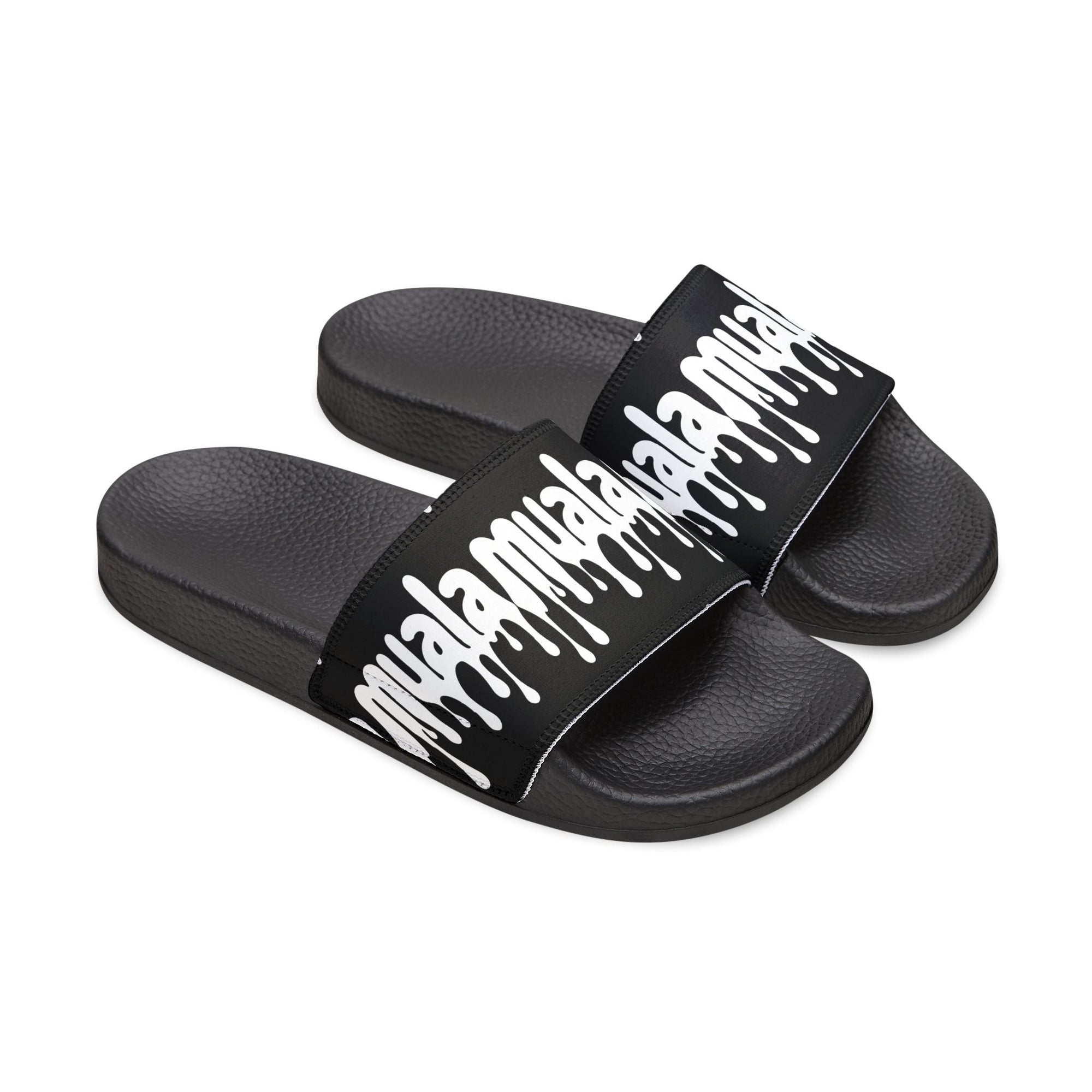 Black Muala® flip fat flop men's sandals with white logo strap and cushioned ergonomic footbed