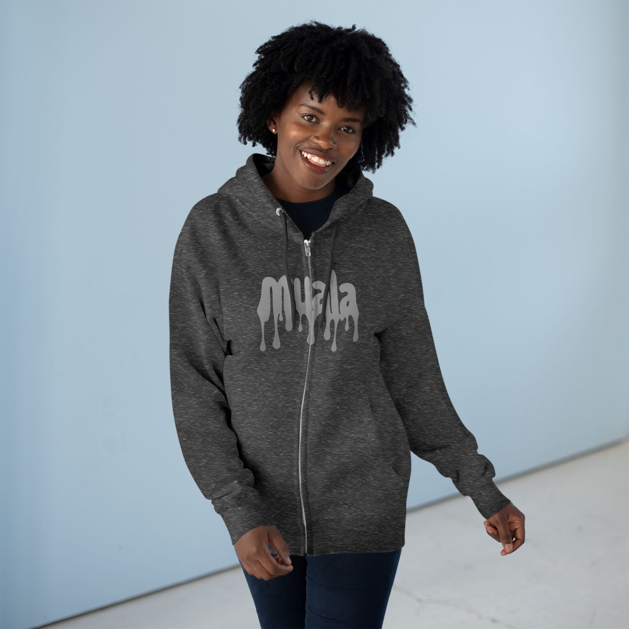 muala® "drippy grey double cheese" zip hoodie
