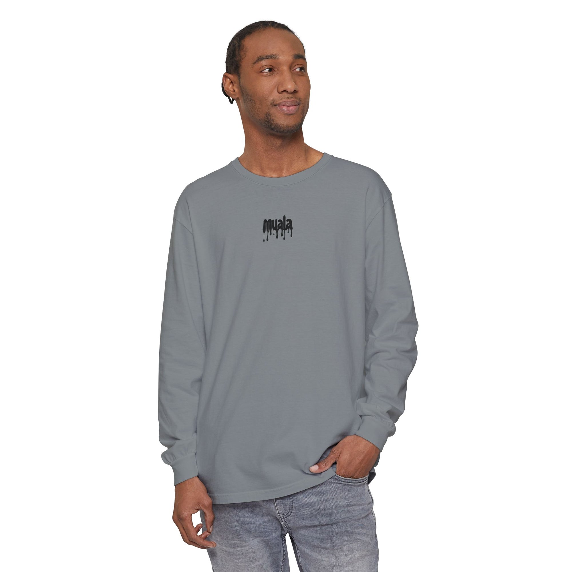 muala® "drippy logo" long sleeve tee 100% ring-spun cotton