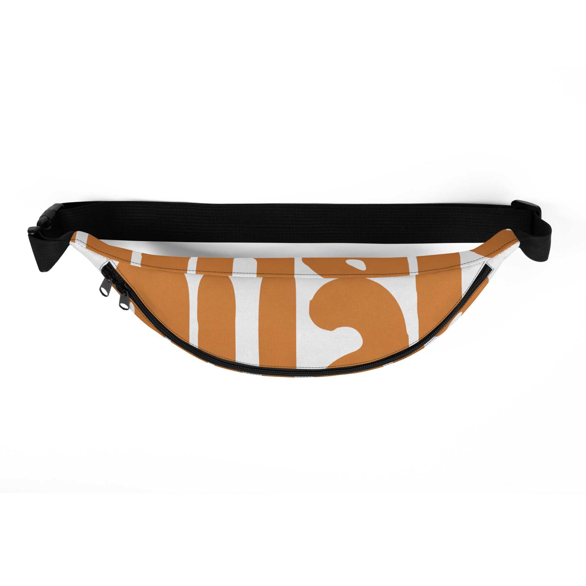 Muala® "fant pack" daily water-resistant fanny pack with adjustable strap and dual-zipper closure in white and brown design, perfect for daily essentials and active use.