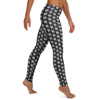 Black and white Muala® "street gym or snack" leggings with an all-over bold Pattern Vol.1 design, made of stretchy microfiber blend for lasting comfort and shape retention.