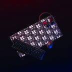 Muala® "desk snack" desk mat with Pattern Vol.1 design, featuring anti-slip natural rubber base and smooth polyester surface, ideal for gaming and work setups.