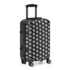 Black and white muala® travel wrap suitcase with pattern vol. 1 design and 360-degree swivel wheels